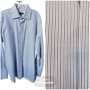 Robert Talbott Blue and White Striped Dress Shirt NWOT, 16.5/35